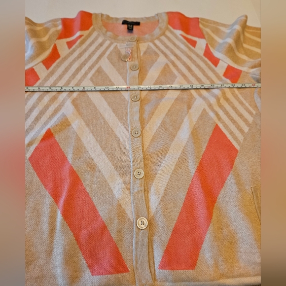 NWOT 2X Longline Knit Button Cardigan Geo Print Pockets Artsy Indie Lagenlook - Picture 5 of 11